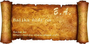Balika Aléna névjegykártya